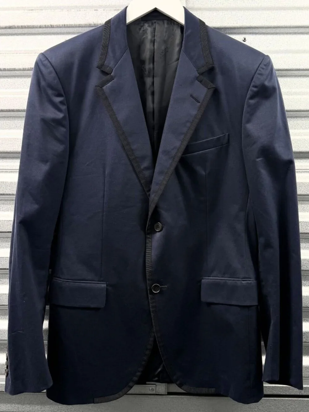 LANVIN Dark Blue Black Grosgrain Trim Blazer Jacket ALBER ELBAZ ERA